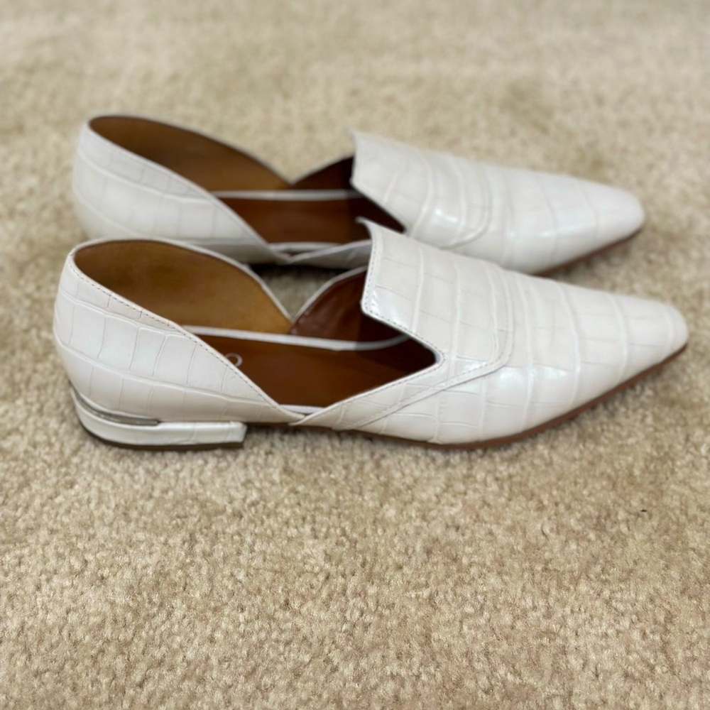 Franco Sarto White Croc-Embossed Loafers - Picture 2 of 7